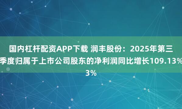 国内杠杆配资APP下载 润丰股份：2025年第三季度归属于上市公司股东的净利润同比增长109.13%